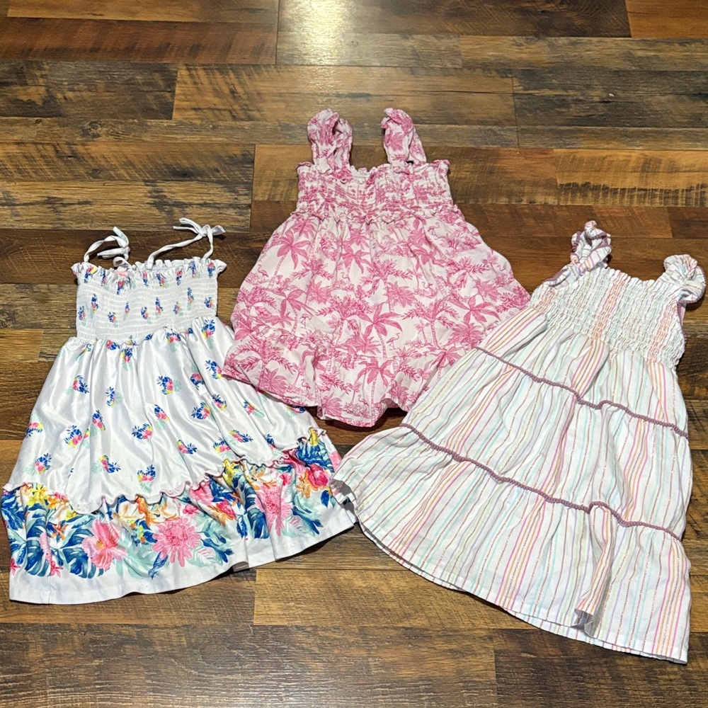 Tropical and Striped Kids Dress Trio‎